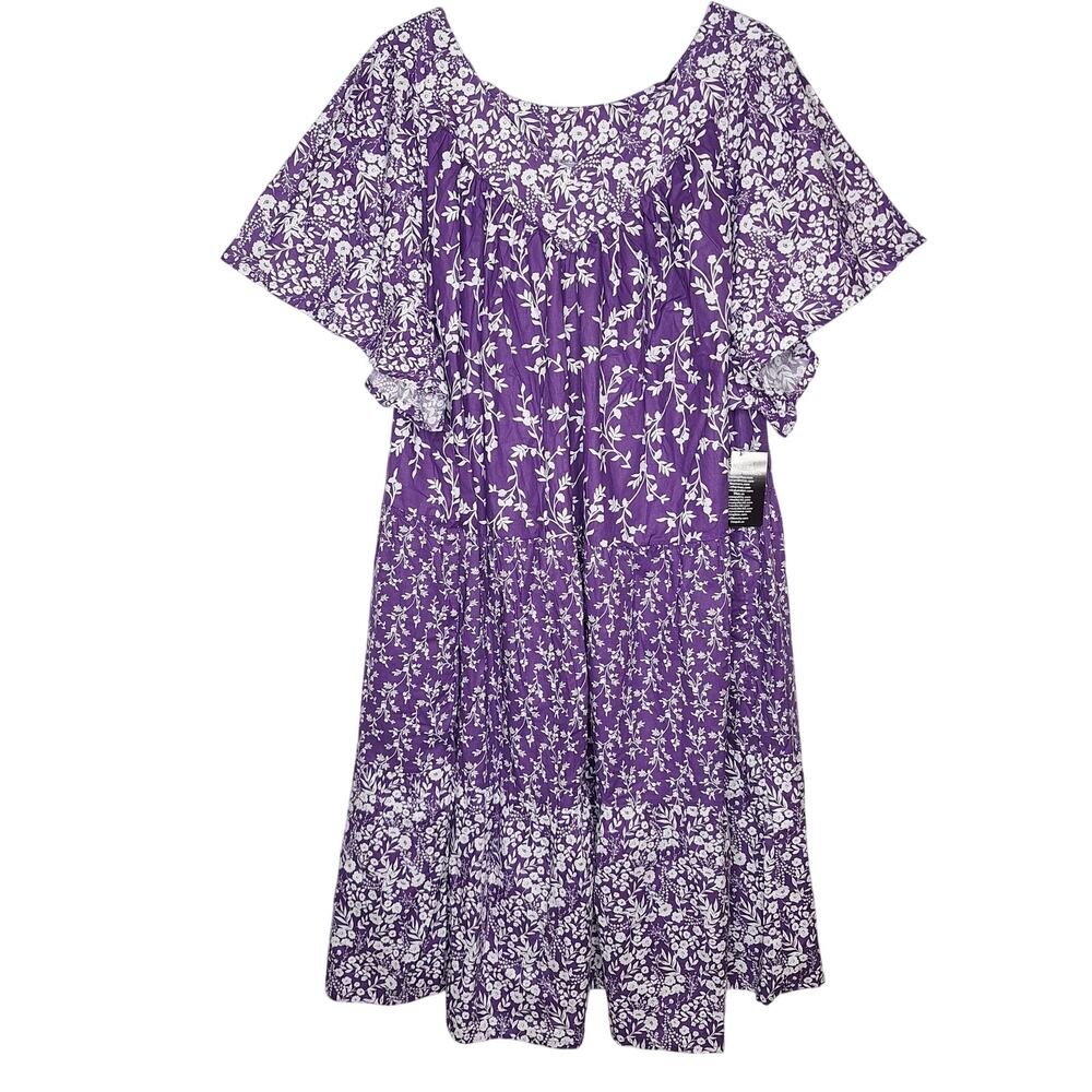 Only Necessities Patio Lounge House Porch Dress 6X Cotton Muumuu Floral Tiered